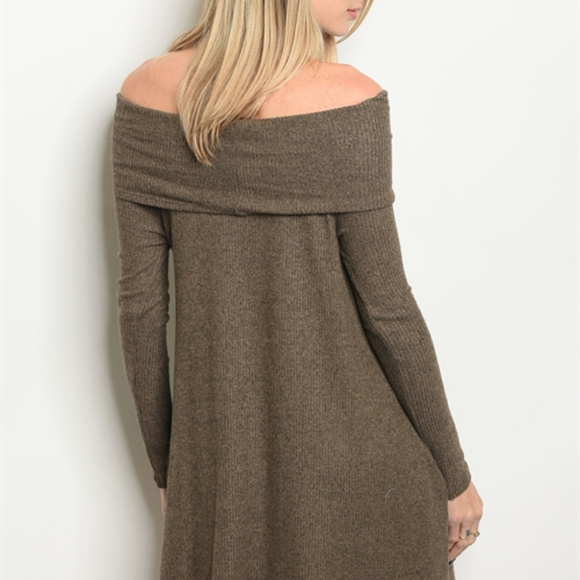 OLIVE OFF SHOULDER MIDI DRESS @LAST ONE - Picture 3 of 3